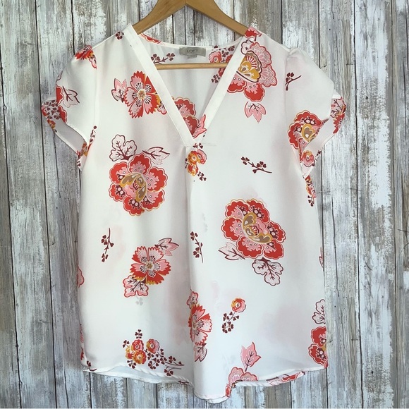 Loft White Sheer Floral Blouse - Picture 1 of 5